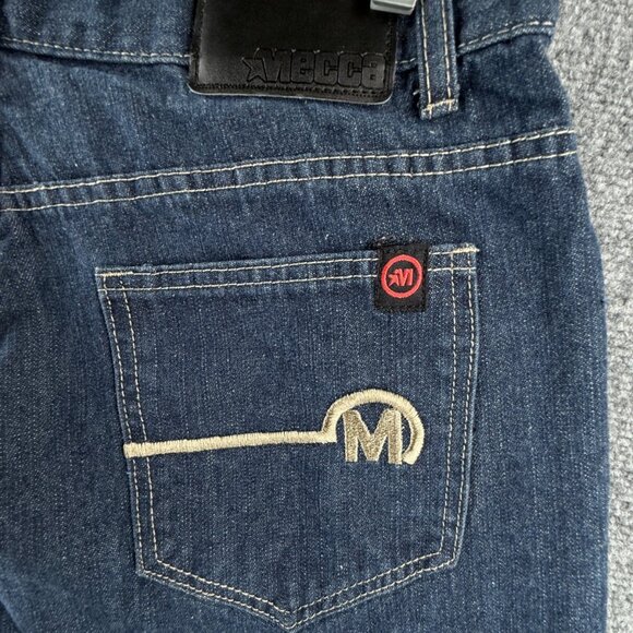 VTG Mecca Jean Shorts Jorts Denim Urban Dark Wash Cotton Y2K Adult ACTL 32X13 - Picture 2 of 16